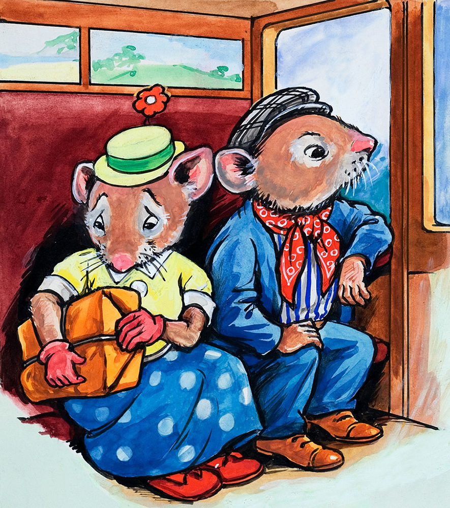 On The Train (Original) art by Katie Country Mouse (Mendoza) at The Illustration Art Gallery