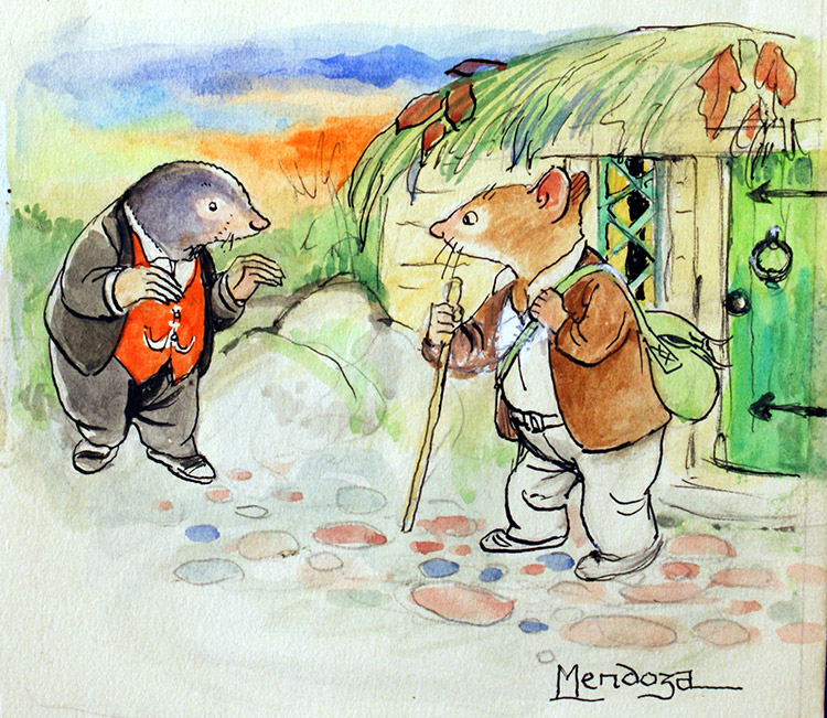 The Wind in the Willows: Rat and Mole Meet (Original) (Signed) by Wind in the Willows (Mendoza) at The Illustration Art Gallery