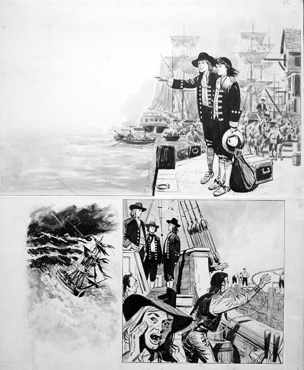 Robinson Crusoe - Instalment 1 (TWO pages) (Originals) by Robinson Crusoe (Merrett) Art at The Illustration Art Gallery