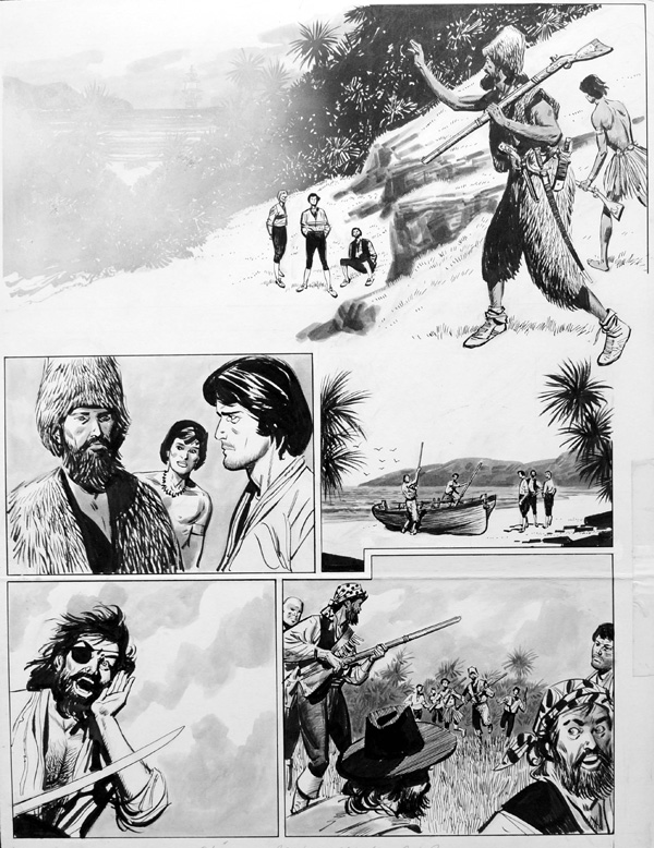 Robinson Crusoe - Instalment 5 (TWO pages) (Originals) by Robinson Crusoe (Merrett) Art at The Illustration Art Gallery