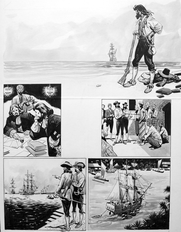 Robinson Crusoe - Instalment 8 (TWO pages) (Originals) by Robinson Crusoe (Merrett) Art at The Illustration Art Gallery