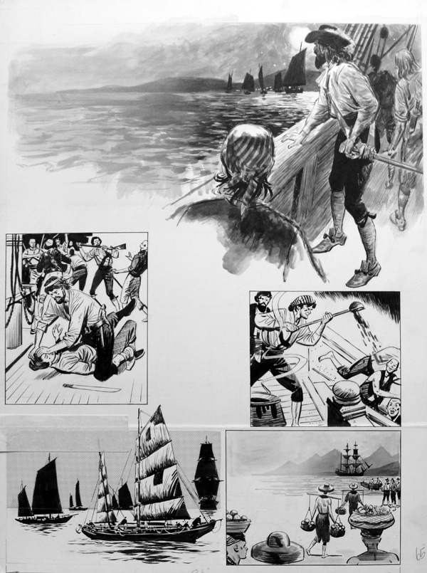 Robinson Crusoe - Instalment 9 (TWO pages) (Originals) by Robinson Crusoe (Merrett) Art at The Illustration Art Gallery