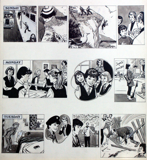 Della Girls Comic art (Original) by Colin Merrett Art at The Illustration Art Gallery