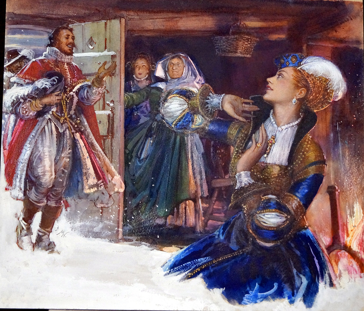 Historical Romantic scene (Original) (Signed) art by John Millar Watt Art at The Illustration Art Gallery