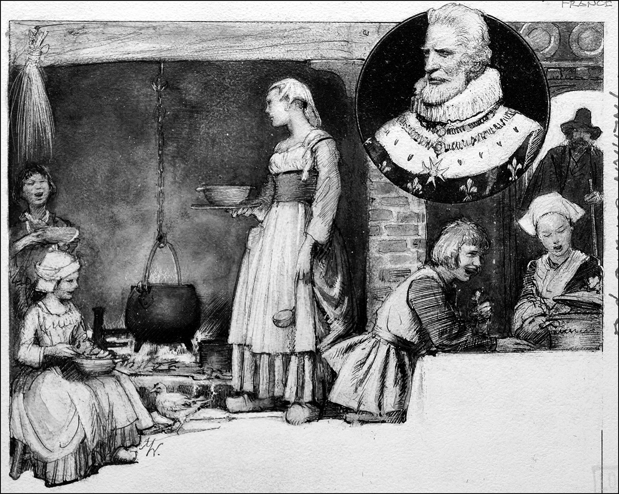 Henry IV and Chicken in the Pot (Original) (Signed) art by John Millar Watt Art at The Illustration Art Gallery