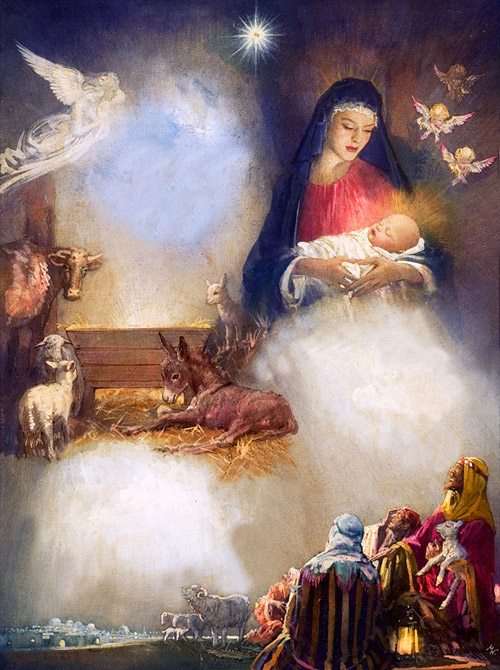 The Nativity: Inside the Crib (Original) (Signed) by John Millar Watt Art at The Illustration Art Gallery