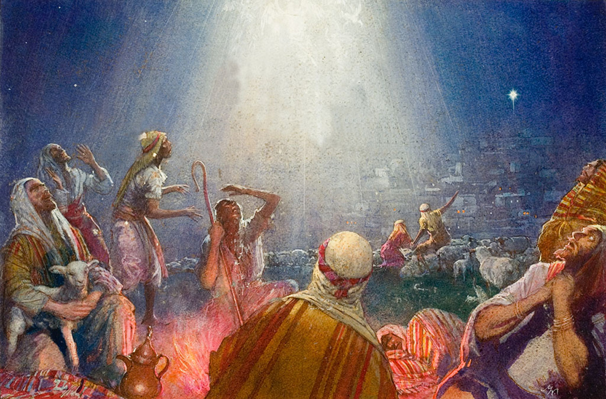 The Nativity - Good Tidings of Great Joy (Original) (Signed) art by John Millar Watt Art at The Illustration Art Gallery