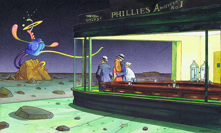 Nighthawks (Limited Edition Print) by Classic Moebius at The Illustration Art Gallery