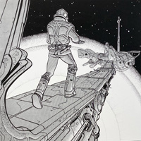 Space Walk - Arrival of The Empress art by Moebius (Jean Giraud)