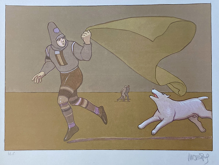 Starwatcher with White Dog (Print) (Signed) by Classic Moebius at The Illustration Art Gallery