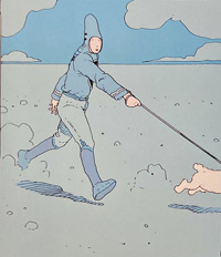 Hommage to Herge - Tintin and Snowy art by Moebius (Jean Giraud)