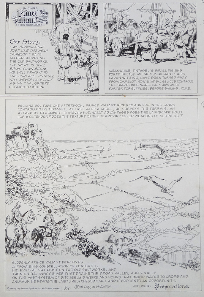 Prince Valiant page 3321 - The Fortress of Tintagel (Original) (Signed) art by John Cullen Murphy Art at The Illustration Art Gallery