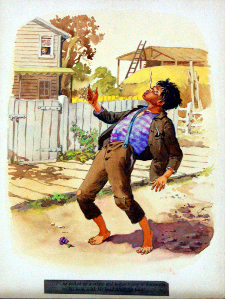 Tom Sawyer Balancing Act (Original) (Signed) art by Will Nickless Art at The Illustration Art Gallery