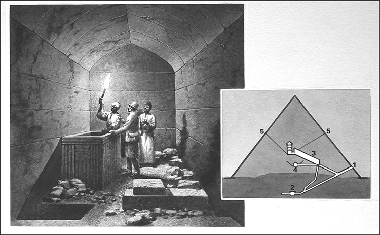 The Tomb of Menkaura at Giza (Original) by Patrick Nicolle at The Illustration Art Gallery