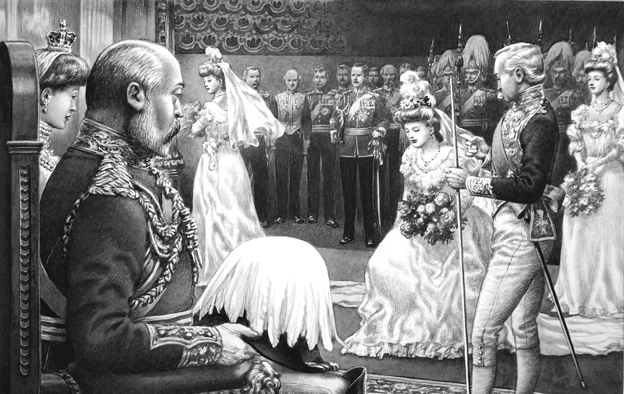 Debutantes Being Introduced to Edward VII (Original) art by British History (Pat Nicolle) at The Illustration Art Gallery