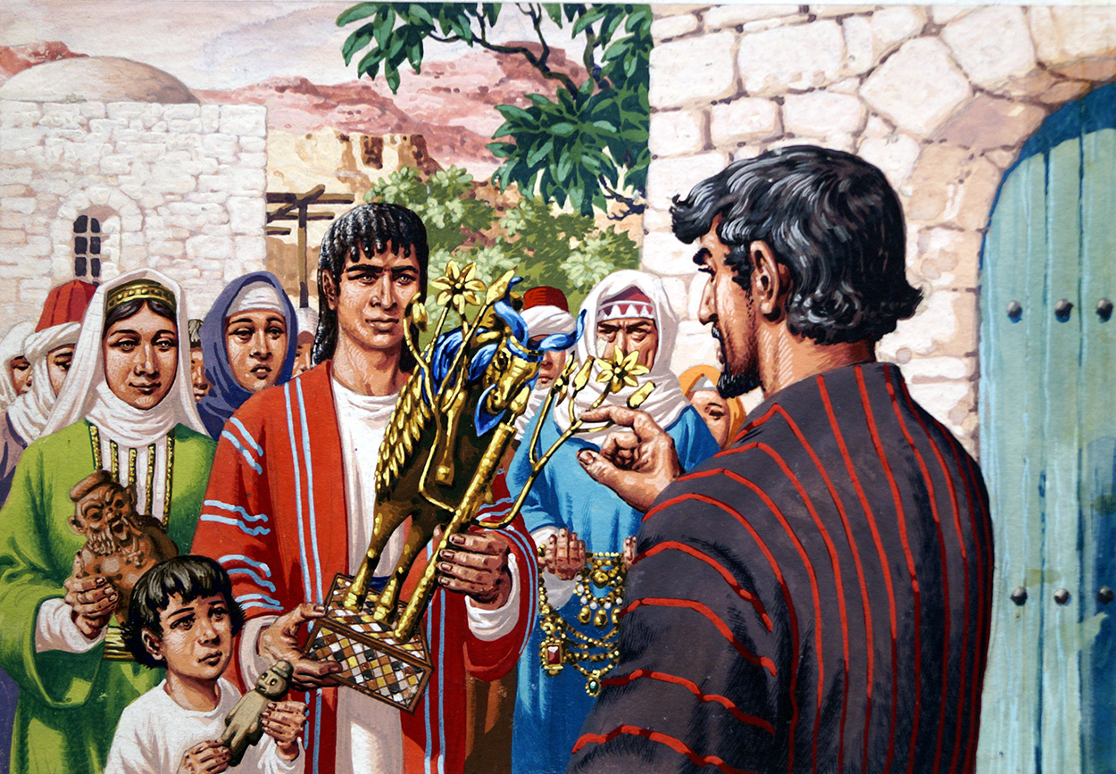 Jacob and the Family Idols (Original) art by Bible Stories (Pat Nicolle) at The Illustration Art Gallery