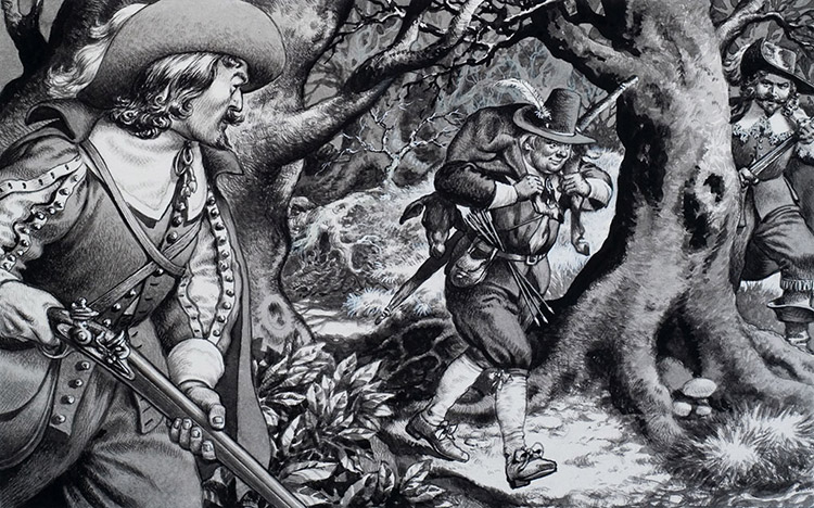 Seventeenth Century Poacher (Original) by British History (Pat Nicolle) at The Illustration Art Gallery