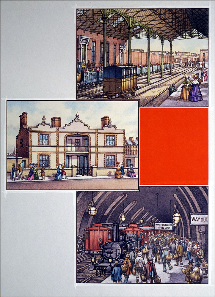 London Railway Stations (Original) art by British History (Pat Nicolle) at The Illustration Art Gallery