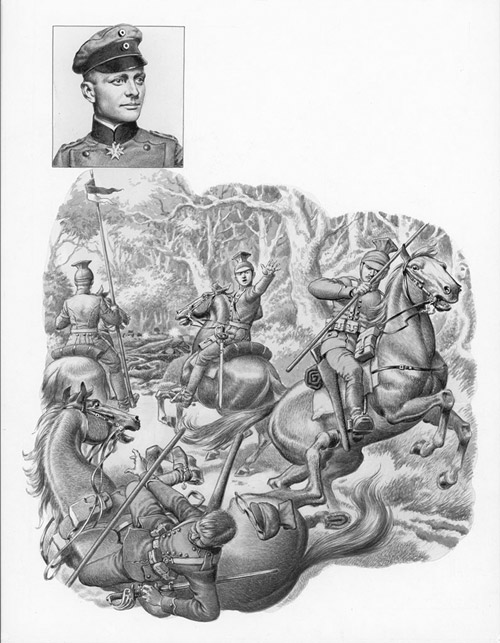 Manfred Von Richtofen - The Uhlans (Original) by Military Conflict (Pat Nicolle) at The Illustration Art Gallery