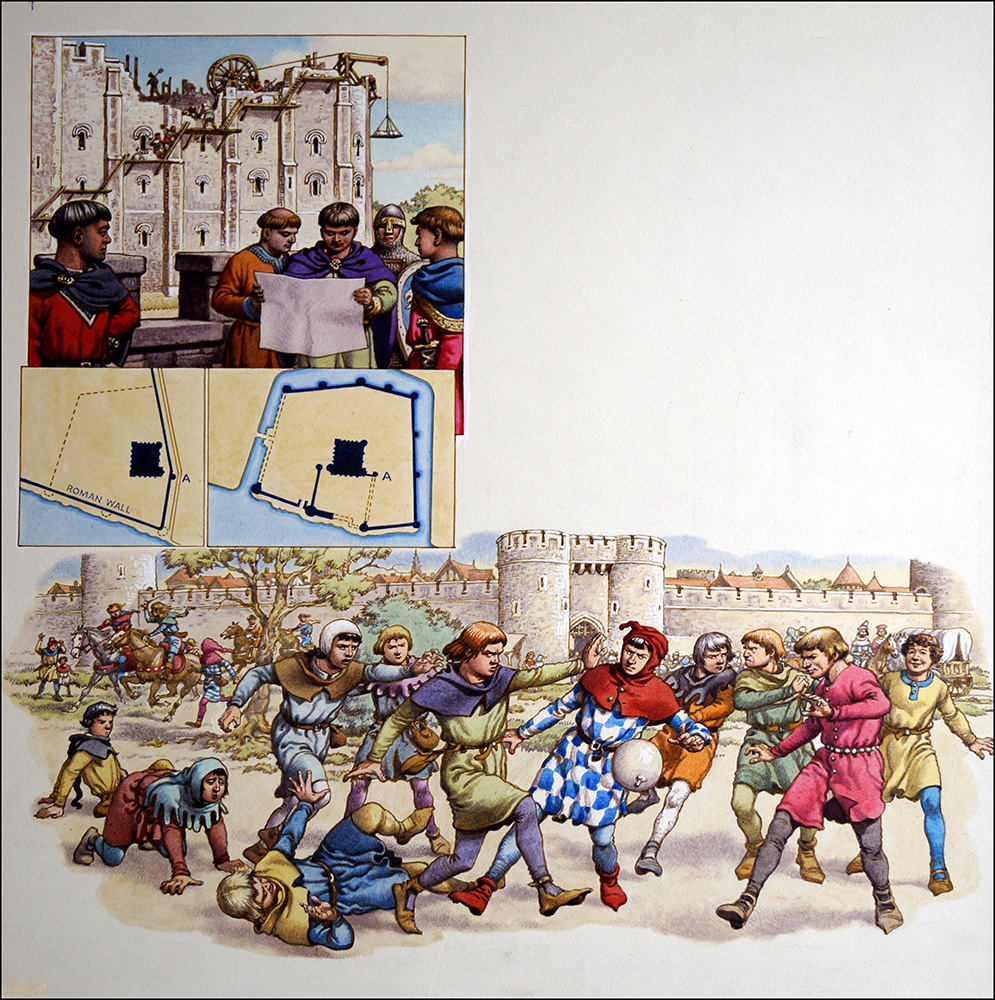 Football and the Tower of London (Original) art by British History (Pat Nicolle) at The Illustration Art Gallery