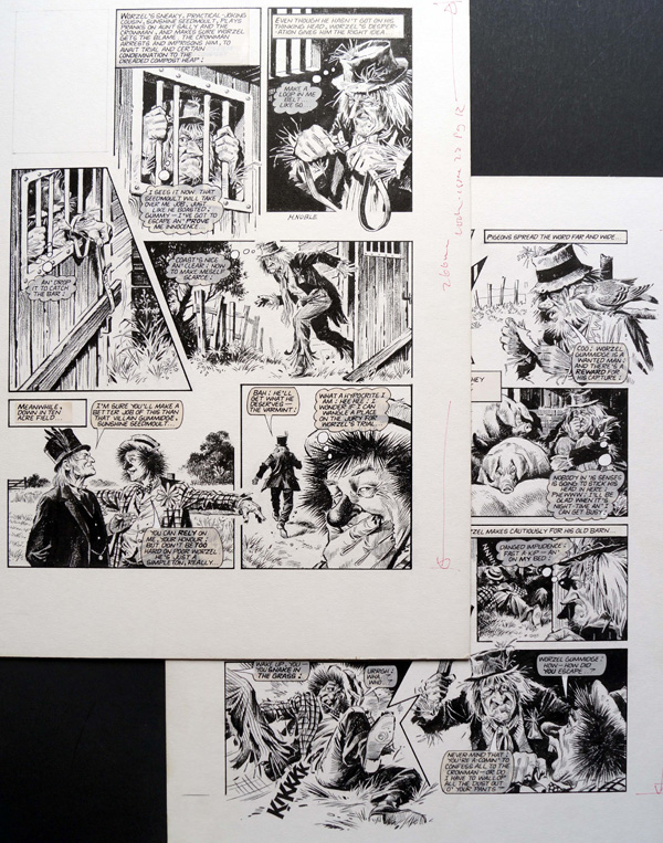 Worzel Gummidge - The Fugitive (TWO pages) (Originals) (Signed) by Worzel Gummidge (Mike Noble) Art at The Illustration Art Gallery