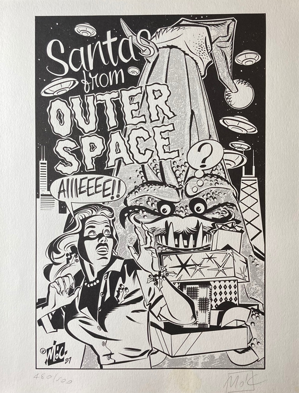 Santas From Outer Space (Limited Edition Print) (Signed) by Mitch O'Connell at The Illustration Art Gallery