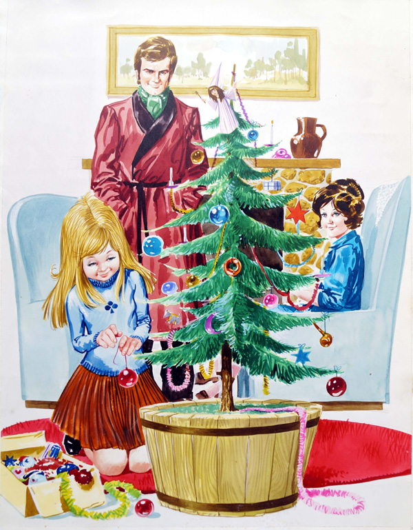 Decorating The Tree (Original) by Jose Ortiz at The Illustration Art Gallery
