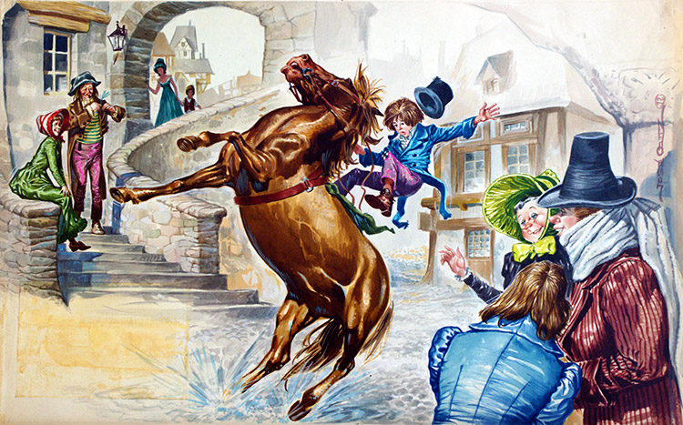Horse Trouble (Original) (Signed) by Jose Ortiz at The Illustration Art Gallery