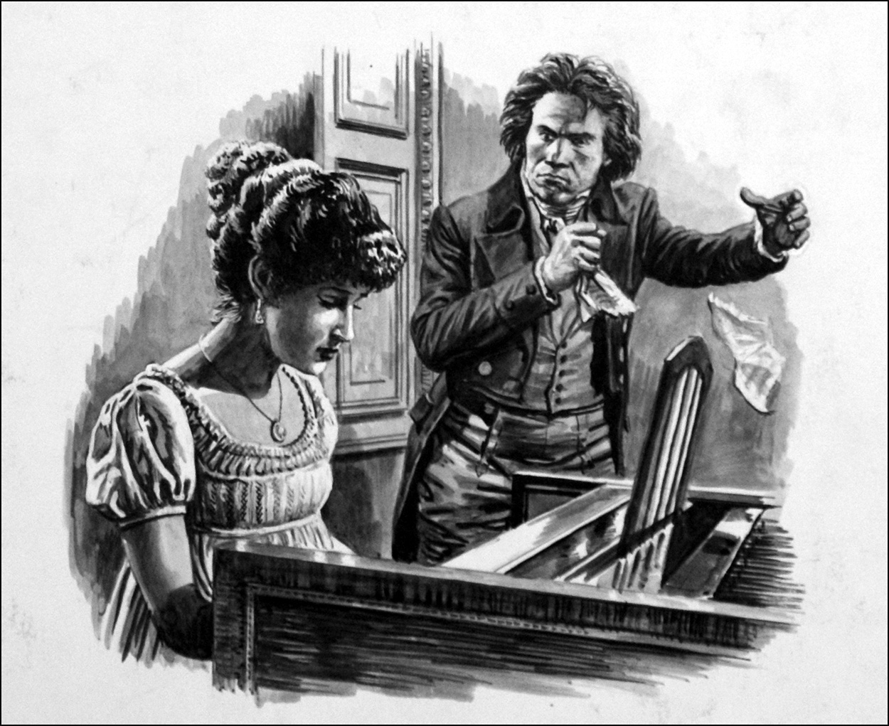 Beethoven and Pupil (Original) art by Roger Payne Art at The Illustration Art Gallery