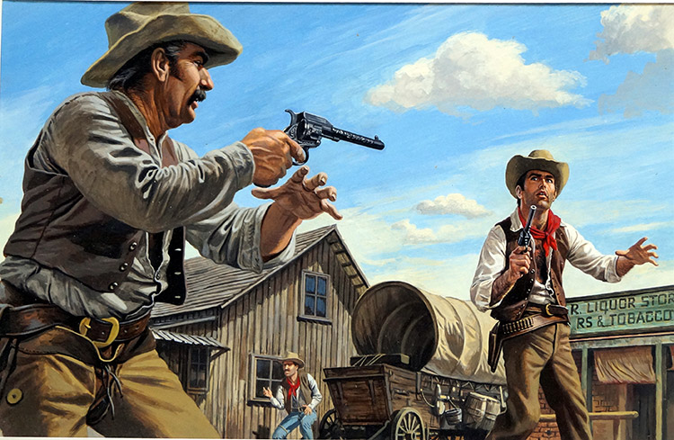 The Gunfight (Original) by Roger Payne at The Illustration Art Gallery