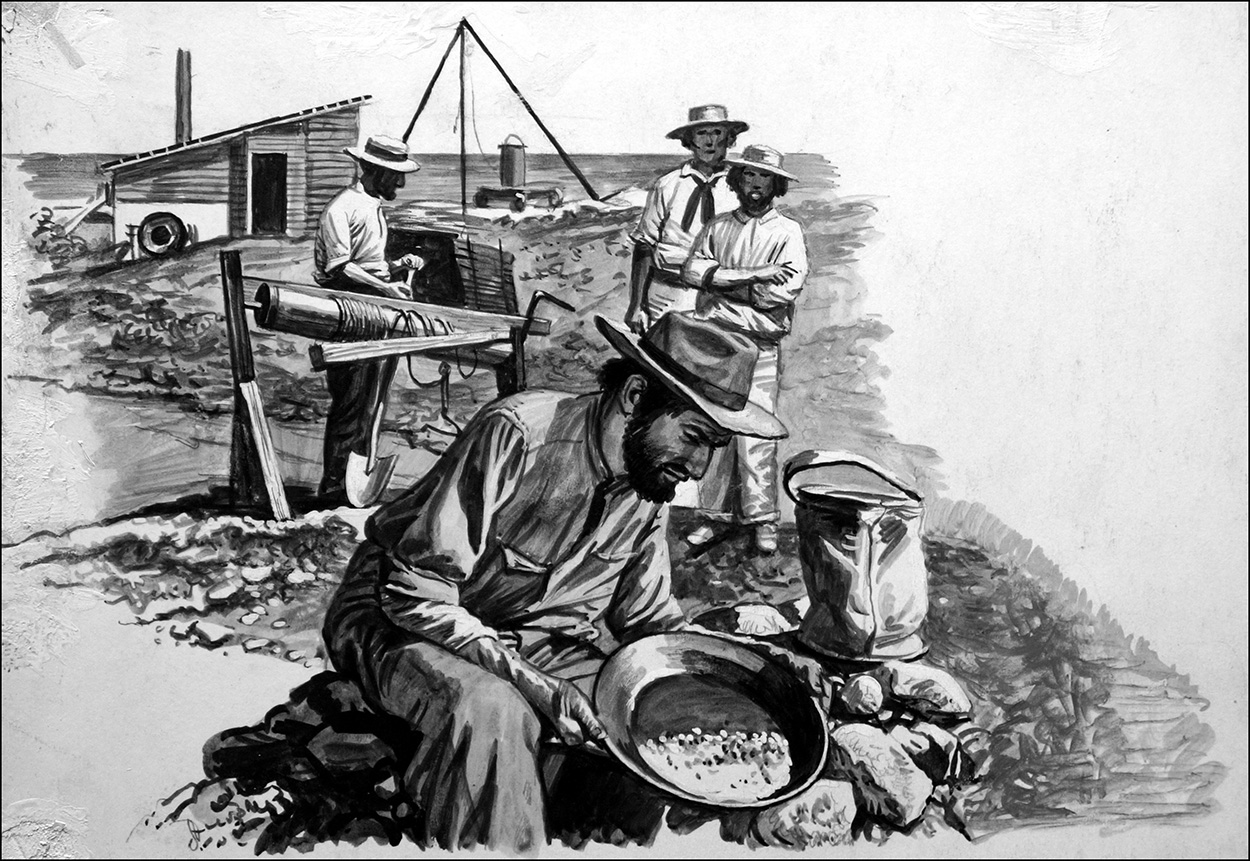 Panning for Gold (Original) art by Roger Payne Art at The Illustration Art Gallery