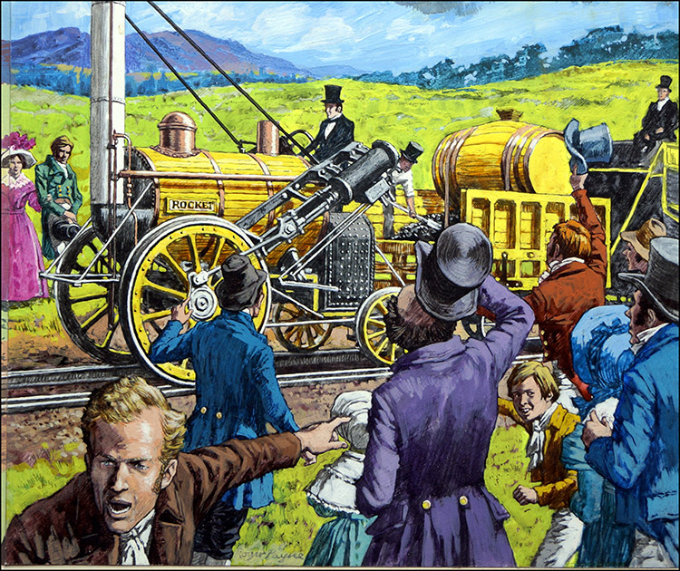 Stephenson's Rocket (Original) (Signed) by British History (Payne) Art at The Illustration Art Gallery