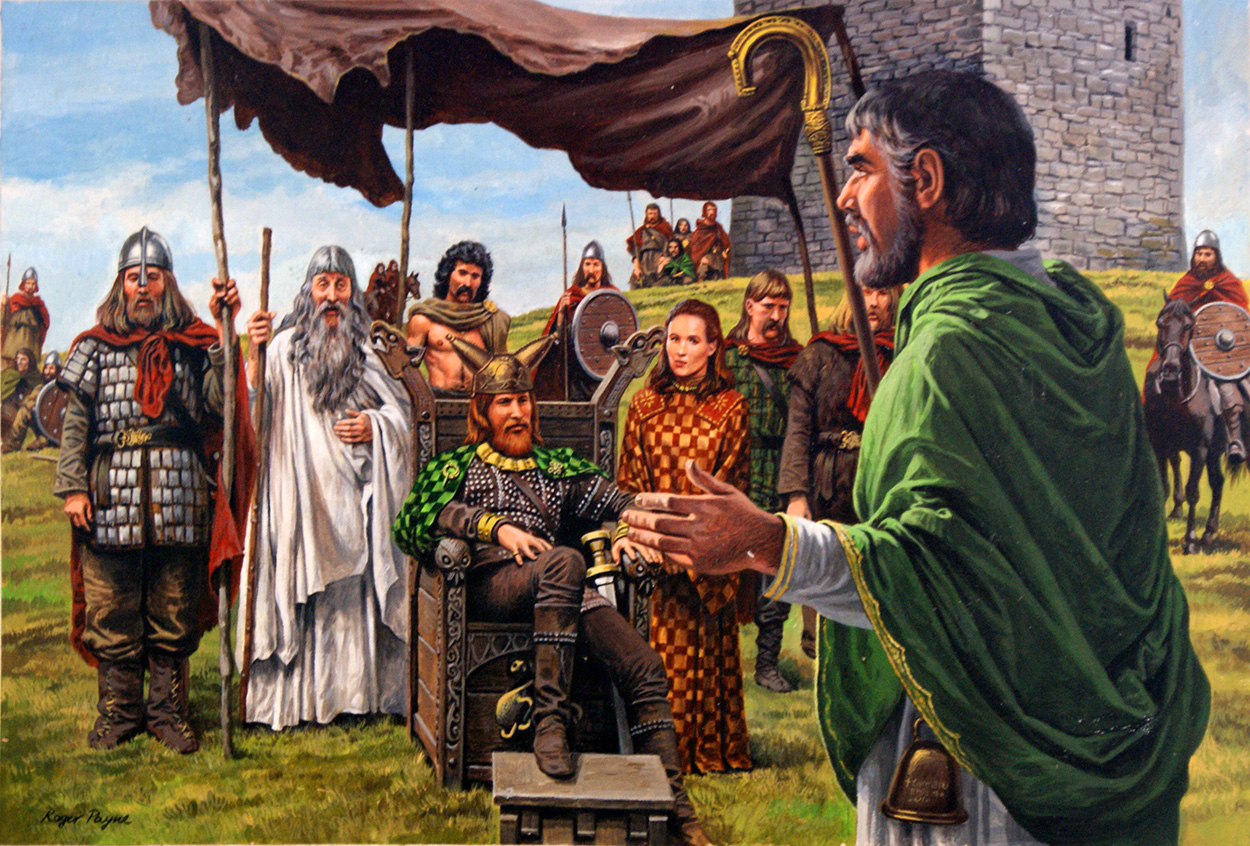 Saint Patrick Spreads the Gospel in Ireland (Original) (Signed) art by Roger Payne Art at The Illustration Art Gallery