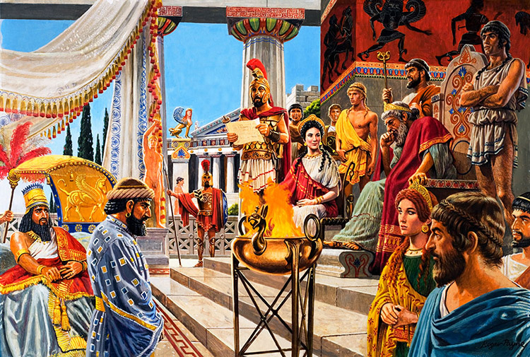 Thebes The Traitor City (Original) (Signed) by Ancient History (Payne) at The Illustration Art Gallery