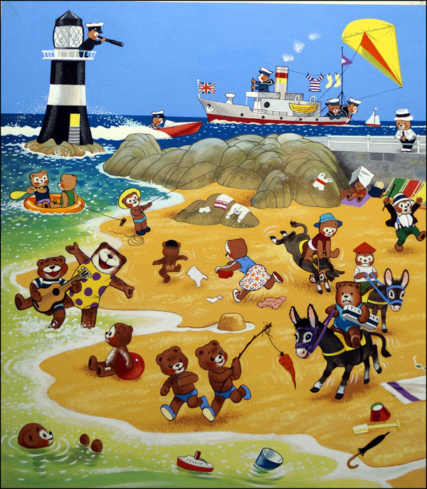 Teddy Bear at the Seaside (TWO pages) (Originals) by Teddy Bear (William Francis Phillipps) at The Illustration Art Gallery
