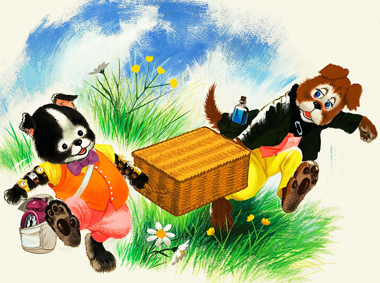 The Jolly Dogs Go For A Picnic (Original) by Jolly Dogs (William Francis Phillipps) at The Illustration Art Gallery