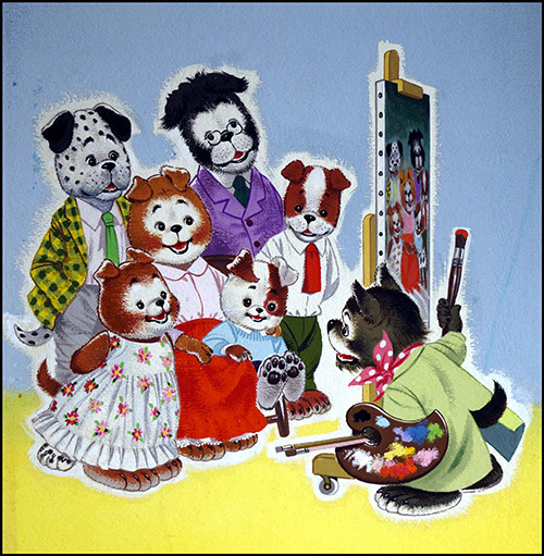 Jolly Dogs Family Portrait (Original) by Jolly Dogs (William Francis Phillipps) at The Illustration Art Gallery