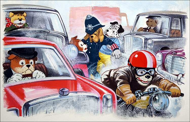 Traffic Jam (Original) by Jolly Dogs (William Francis Phillipps) at The Illustration Art Gallery