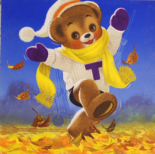 Teddy Bear: Autumn Leaves (Original) by Teddy Bear (William Francis Phillipps) at The Illustration Art Gallery