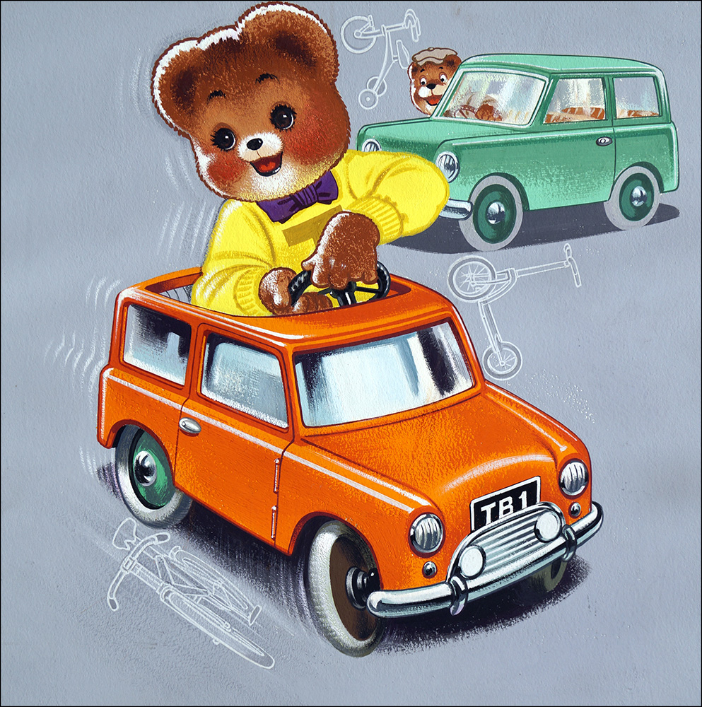 Teddy Bear: Fast Cars (Original) art by Teddy Bear (William Francis Phillipps) at The Illustration Art Gallery