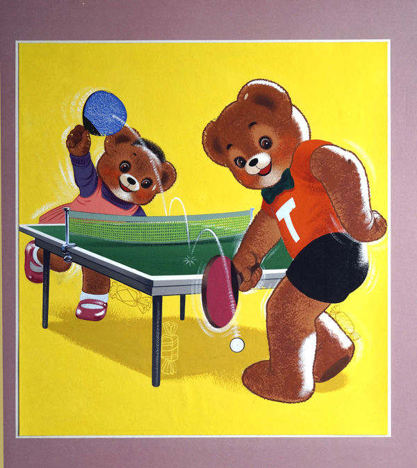 Teddy's Table Tennis (Original) by Teddy Bear (William Francis Phillipps) at The Illustration Art Gallery