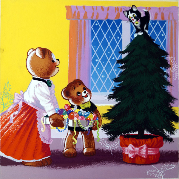 Teddy Bear: Christmas Tree (Original) by Teddy Bear (William Francis Phillipps) at The Illustration Art Gallery