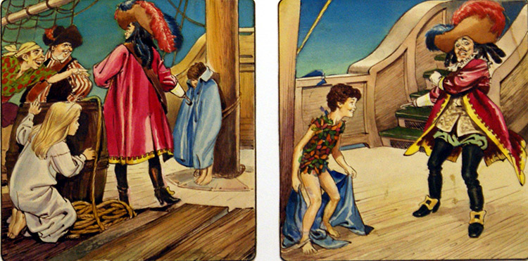 Peter Pan: Captain Hook Gets A Surprise (Two Panels) (Originals) by Peter Pan (Nadir Quinto) at The Illustration Art Gallery