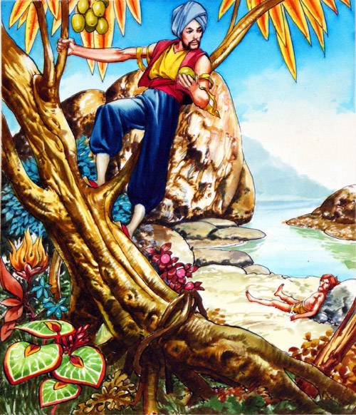 Climbing the Fruit Tree (Original) by Sinbad the Sailor (Nadir Quinto) at The Illustration Art Gallery