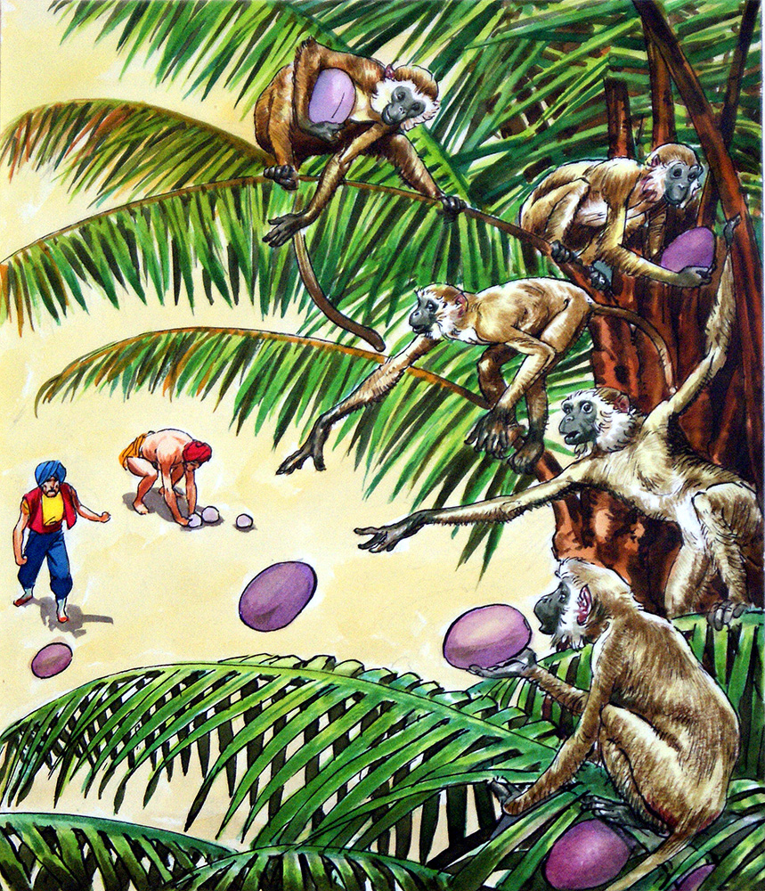 Monkeys Throwing Fruit (Original) art by Sinbad the Sailor (Nadir Quinto) at The Illustration Art Gallery