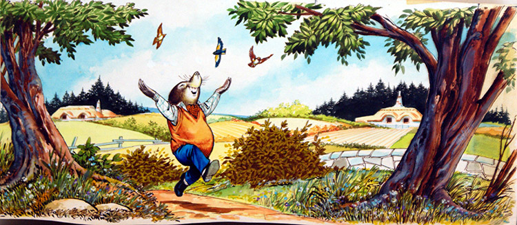 Mole Skips Down the Lane (Original) by Wind in the Willows (Nadir Quinto) at The Illustration Art Gallery