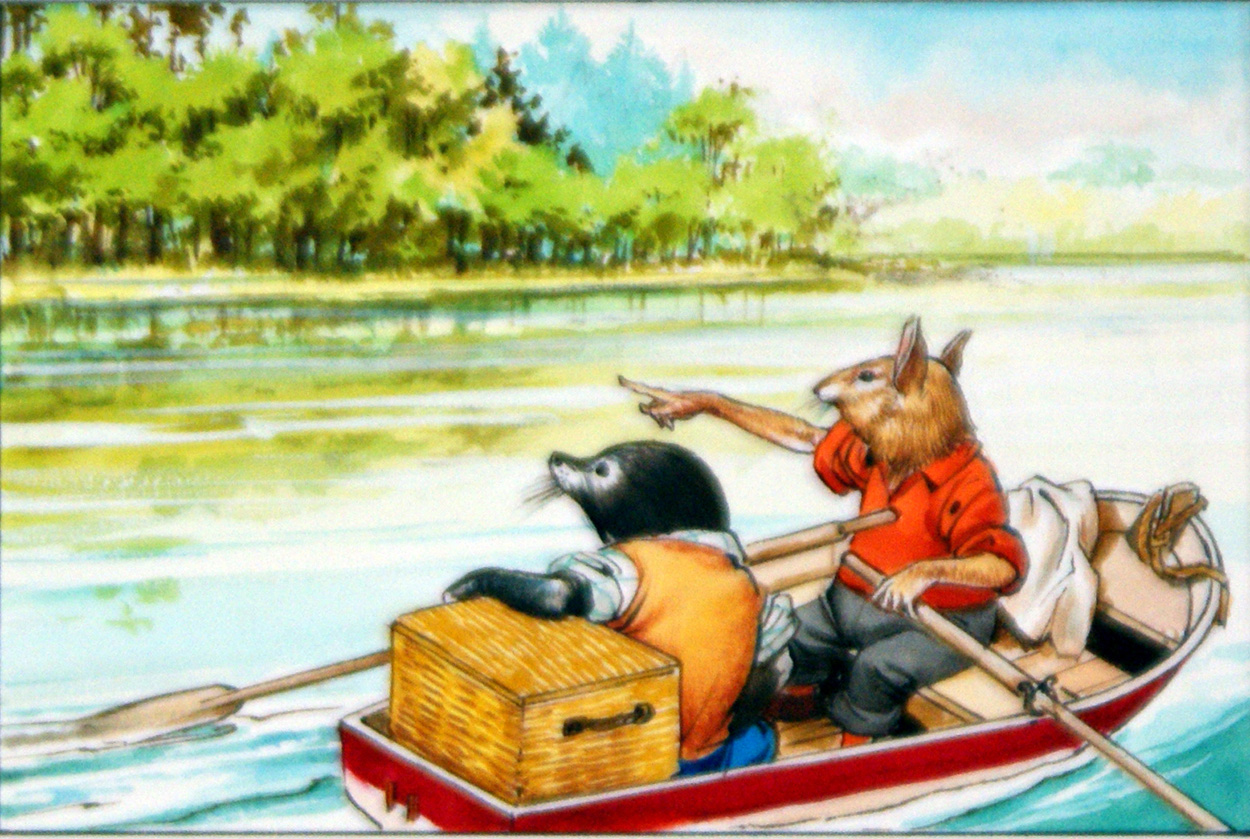 Mole and Rat See Someone on the Riverbank (Original) art by Wind in the Willows (Nadir Quinto) at The Illustration Art Gallery