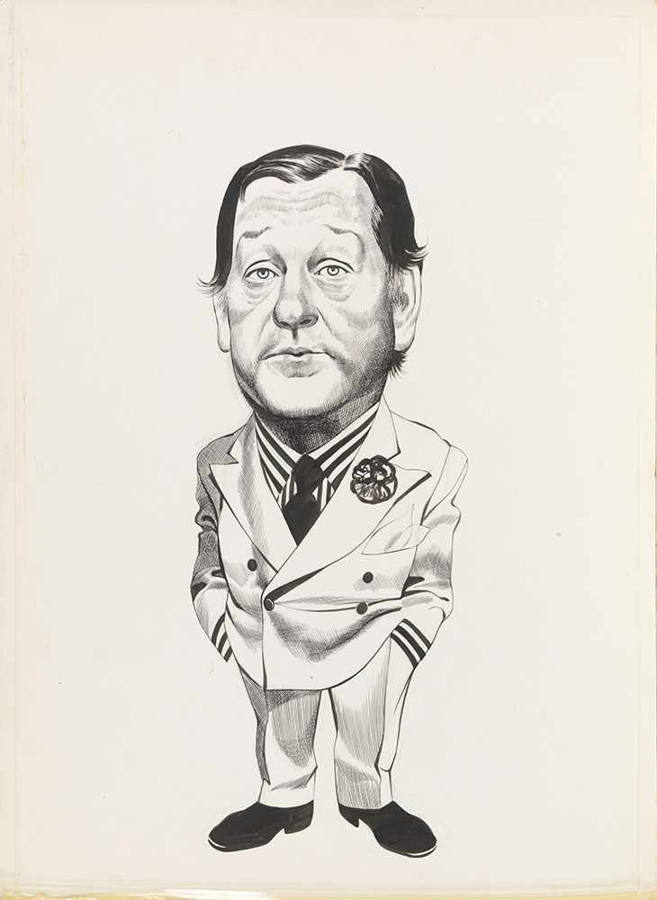 Large Cartoon of Anthony Crosland with Flower in Lapel (Original) art by British History (Ron Embleton) at The Illustration Art Gallery