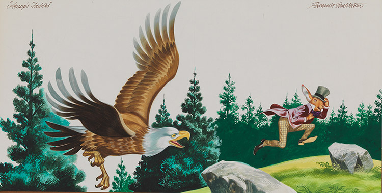 The Eagle and the Hare (Original) by Aesop's Fables (Ron Embleton) at The Illustration Art Gallery