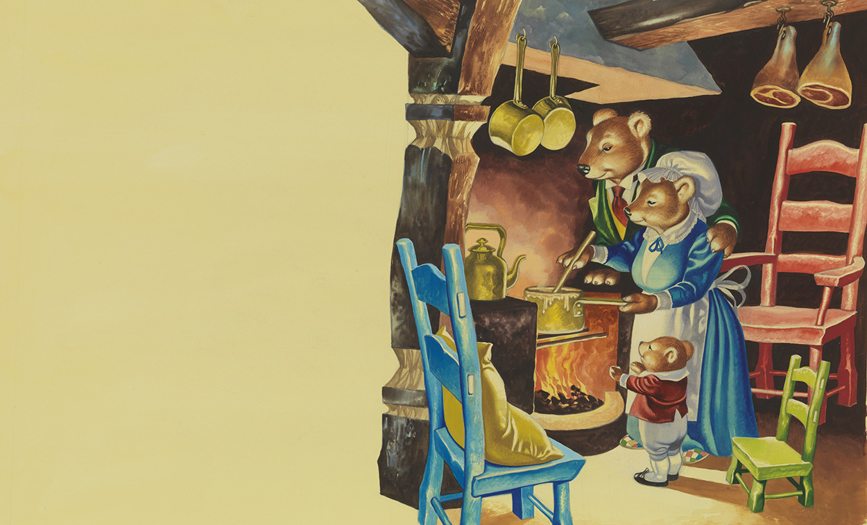 The Three Bears - stirring the porridge (Original) art by Goldilocks (Ron Embleton) at The Illustration Art Gallery